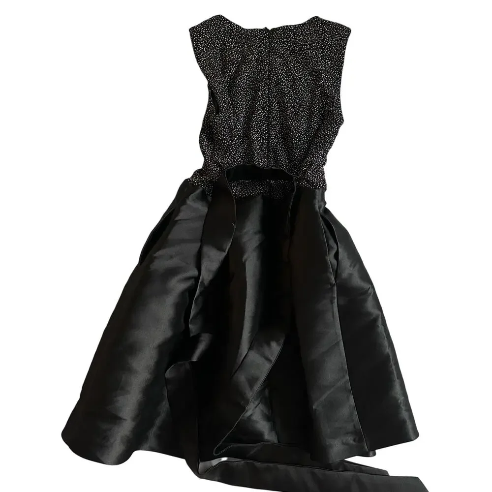 Sam Edelman Black/Metallic, Pocketed, Satin, Fit & Flare, Belted Party Dress- 4